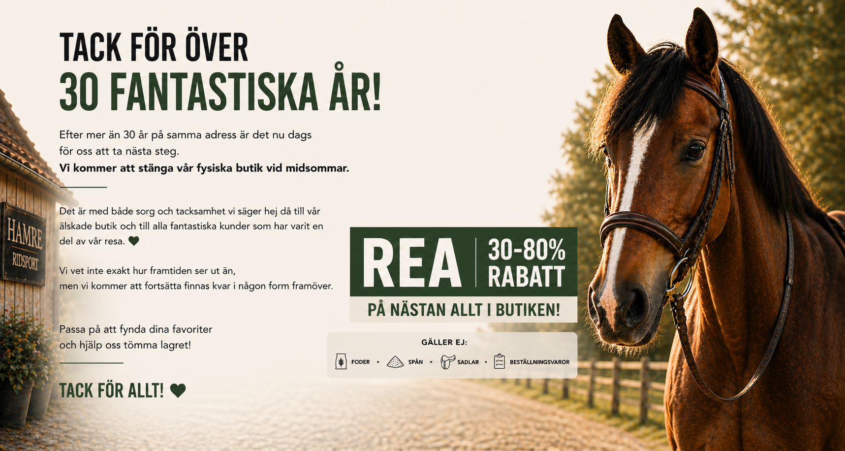 Vi stänger butiken och tackar alla kunder